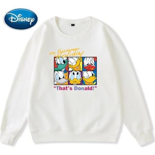 Disney Fashion Donald Duck Letter Cartoon Print Streetwear Cute Unisex Women Couples Sweatshirt Long Sleeve Tops 8 Colors Female