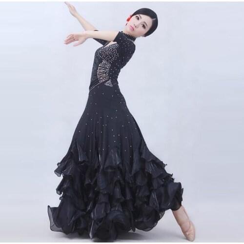 4 colours woman high-end big swing standard Ballroom Dance Costume Dress short sleeves sequins waltz/flamenco costumes