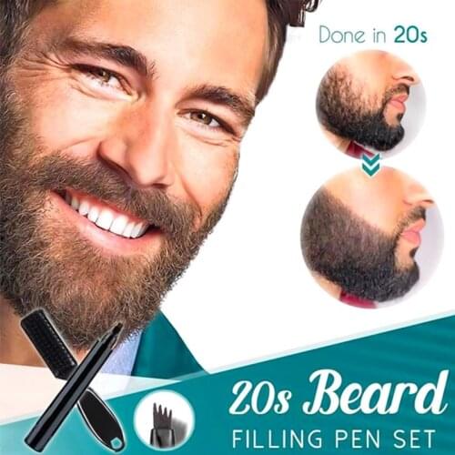 1 Set Beard Pen Beard Filler Pencil Brush Set Beard Enhancer Waterproof Moustache Coloring Shaping Tools Pencil For Mens Gift