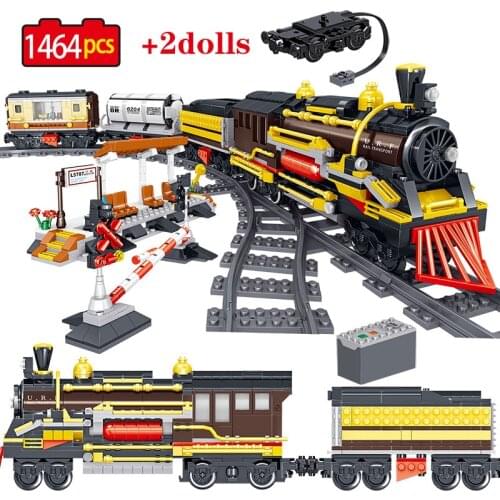 1464PCS Technical Building Blocks City Railway Electric Track Train High-speed Bricks Toys for Children Boys