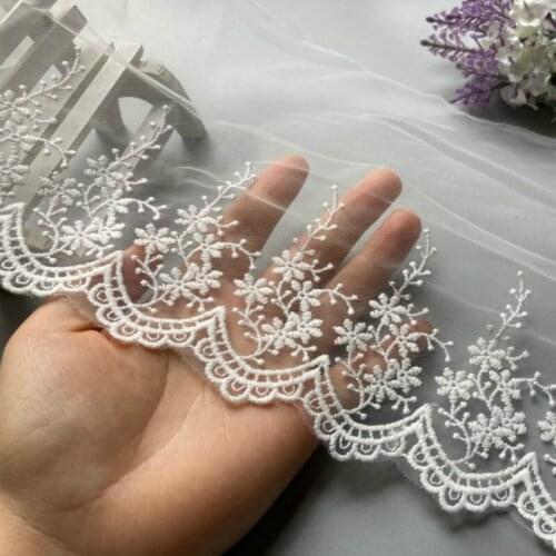 2Yard/Lot Width:9.5cm White Cotton Embroidered Mesh Organza Lace Trim Lace Garment Lace Trims Trimmings DIY Sewing Accessories