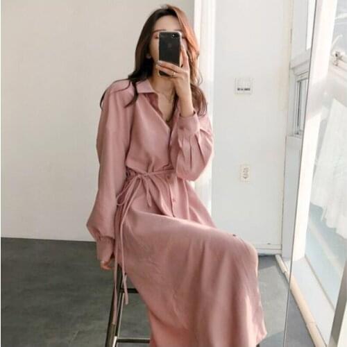 2020 spring autumn women blouses casual loose long shirts lady tops blusas fashion female batwing sleeve solid shirt dress CL402