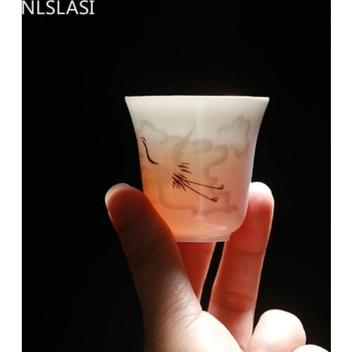 4 pcs/set Chinese Ceramic teacup Jingdezhen Handmade Porcelain Tea Set Hand painted Tea bowl Home Personal cup Master Cup