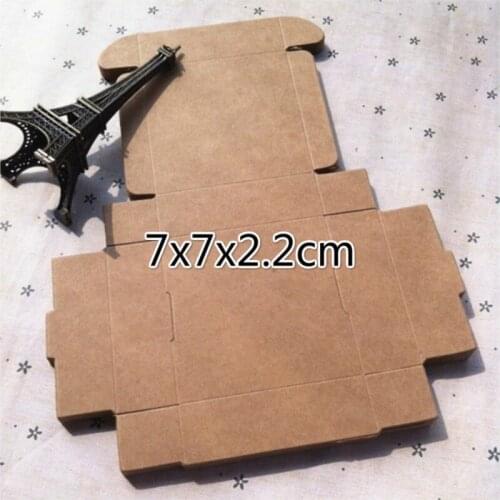50pcs/lot 7x7x2.2cm Gift Packaging Kraft Paper Box Jewelry Event Party Wedding Candy Chocolate Baking Cake Diy Soap Packing