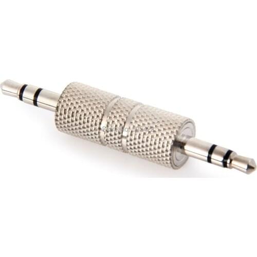 500pcs/lot 3.5mm Male to Male Stereo Socket End Audio Metal Adapter Jack Connector High Quality