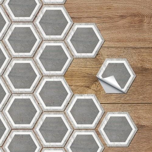 American Simple Gray-white Vinyl Wall Floor Tile Decals Anti-skid Waterproof Creative Hexagon