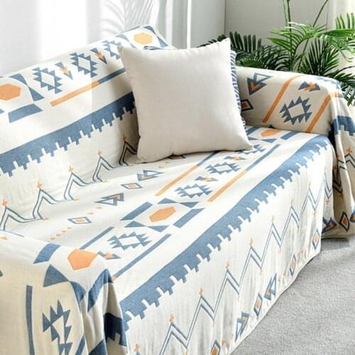 Pure Cotton Sofa Cover Blanket All Season Geometry Sofa Pad Fashion Dust Towel Blankets for Office Car Sofa Bedspread