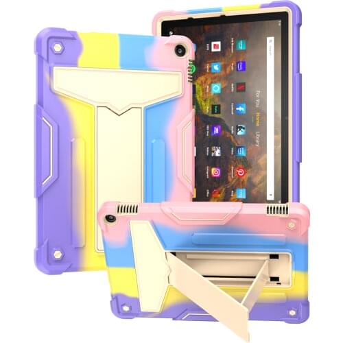 Case For Kindle Fire HD 10 2021 tablet funda 3 layer protection portable back bracket Heavy Shockproof Cover+Film+Pen