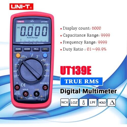 UNI-T UT139E True RMS auto range Digital Multimeter LPF low pass filter LoZ low impedance input +temperature test TN LCD display