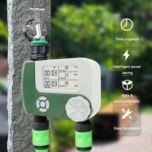 With 2 Outlet Irrigation Controller Digital Hose ​Faucet Timer Battery Operated Garden Water Timers Automatic Programmable