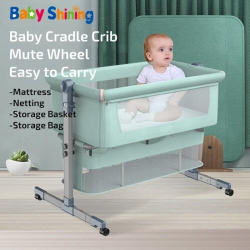 Baby Shining Baby Crib Cradle Newborn Movable Portable Nest Crib Baby Travel Bed Game Bed with Mosquito Net Sleeping Bed
