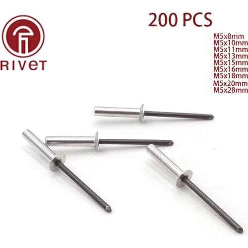 DIN 15974 200pcs M5 Aluminum Countersunk Head Closed End Blind Rivet Sealed Blind Rivet Water Air Tightness Rivets
