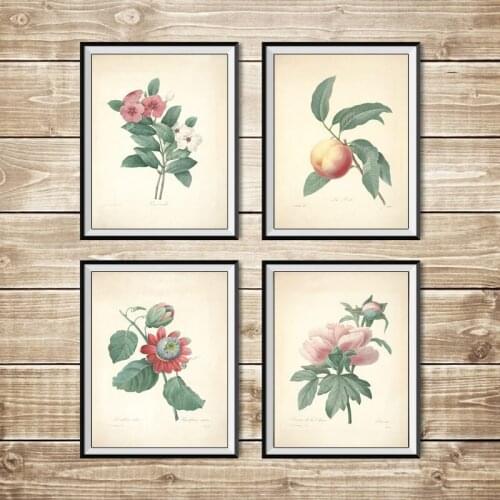 European Retro Botanical Canvas Painting Home Living Bedroom Decor Vintage Ancient Flower Wall Art Picture Poster