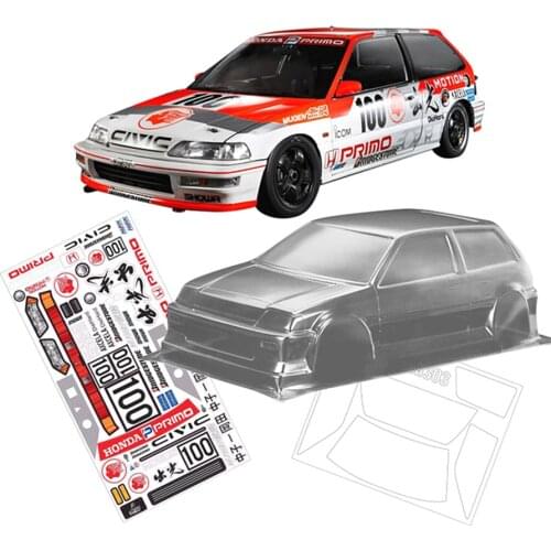 Team C Honda Civic 3 III PC Clear Body Shell W/ Sticker 210MM Wheelbase For Rc Drift Car Flat Sport On Road Electric Toys Model