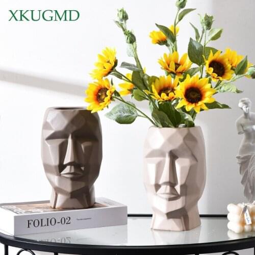 Hot Selling Ceramic Abstract Art Dried Flower Arrangement Indoor And Outdoor Balcony Flower Pot Home Decoration Ornaments
