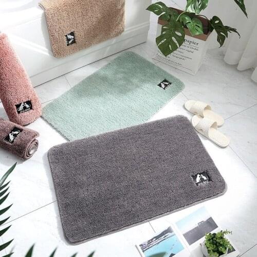 Microfiber Bathroom Mat Rug Water Absorption Thick Plush Non-Slip Solid Color Door Floor Mat For Shower Room Toilet Bathroom
