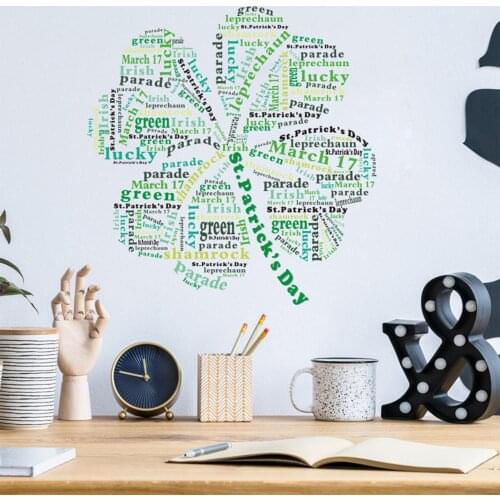 Creative Clover PVC Sticker St Patricks Day Wall Stickers Shamrock Clover Window Clings Decal Happy St Patricks Day Party Decor