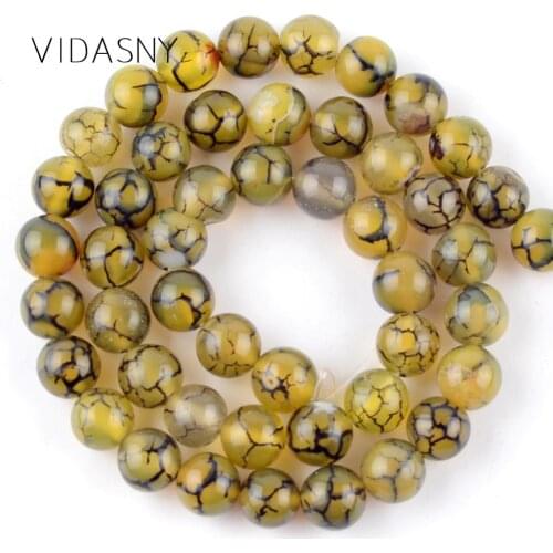Natural Stone Yellow Dragon Vein Agates Beads For Jewelry Making 4 6 8 10mm Round Loose Beads Diy Bracelet Necklace 15