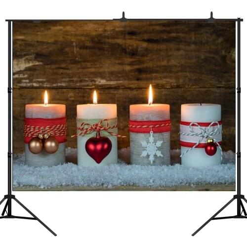 Lyavshi Wooden Board Candle Snow Christmas Baby Photography Backgrounds Photographic Backdrops For Photo Studio