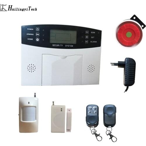 Metal Remote Control Voice Prompt Wireless door sensor Home Security GSM Alarm systems LCD Display Wired Siren Kit SIM SMS Alarm
