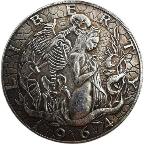 Angel And Skull Coins Embossed Hobo Commemorative Coin Skull Angel Creative Collection Coin 1964 Crafts Decorative Coin