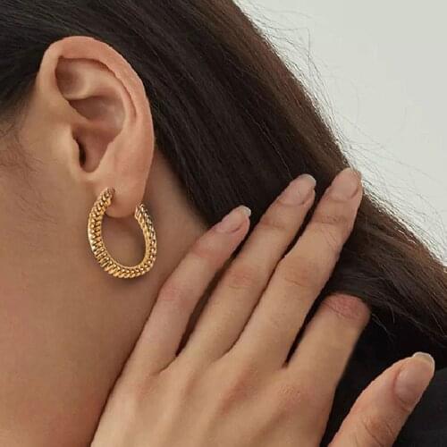C-shaped Gold Color Metal Stud Earrings for Women Spiral Punk Fashion Personality Girls Earrings 2020 Female Unusual Earrings