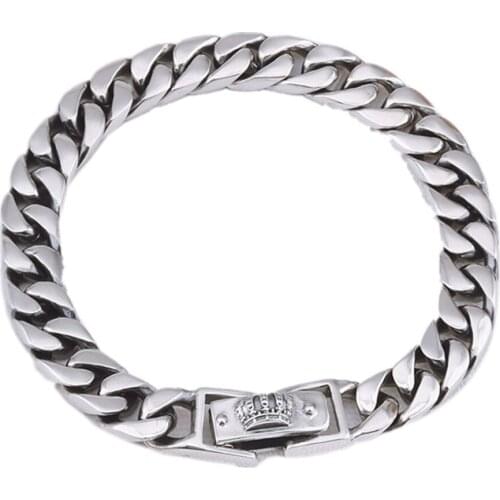 BOCAI new real solid S925 pure silver female bracelet fashion Thai silver hip hop tank chain man bracelet