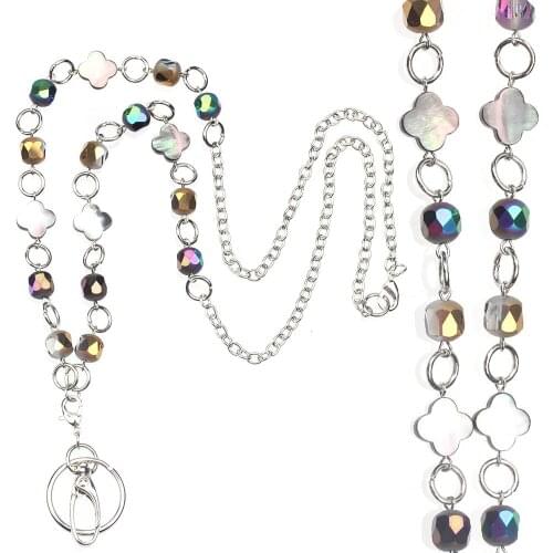 Beaded Lanyard Chain Necklace for ID Card Holder Badge Clip Necklace for Women Lanyards Key Holder Nurse Accessories