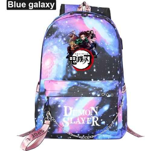New Anime Backpack Demon Slayer Prints Bags Boys Girls Kids School Bag Women USB Chain Bagpack Packsack Travel Shoulder Bags