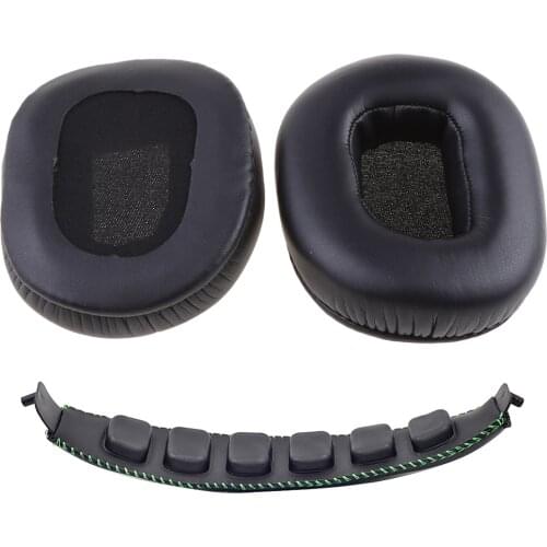 Replacement Leather Ear Pads Soft Foam Ear Cushion Cover and Headband Pad for Razer Tiamat 7.1 Gaming Headset Accessories
