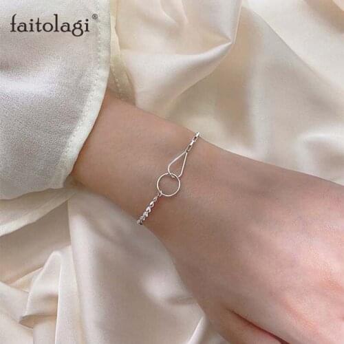 Stitching Interlocking Chain Bracelet Silver Color Geometric Slim Chain Bangle Bracelets For Women Girl Charm Jewelry Gift