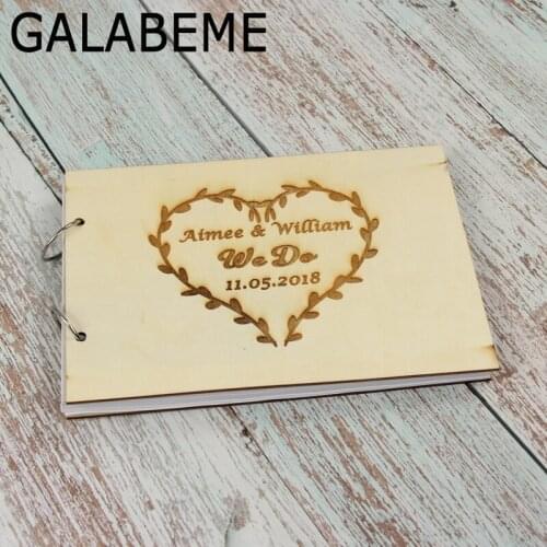 Galabeme Custom A5 Wedding Guest Book Personalized Wedding Guestbook Wedding Gift for Couple Rustic Wedding Gift