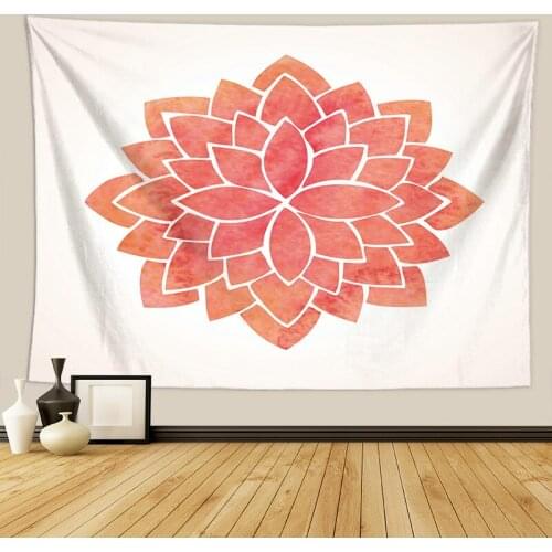 Warm Red Mandala Flower White Tapestry for Livingroom Photography Wall Decor