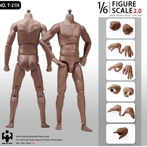 In stock 1/6 T-21H Black Strong Man Body Basketball Player Body Figure Bodys For 1/6 Male Head Sculpt