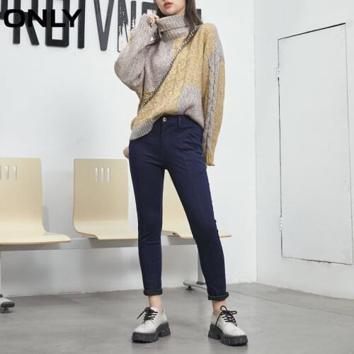 ONLY winter new style thin and velvet straight straight wild slim nine-point jeans female | 120449062