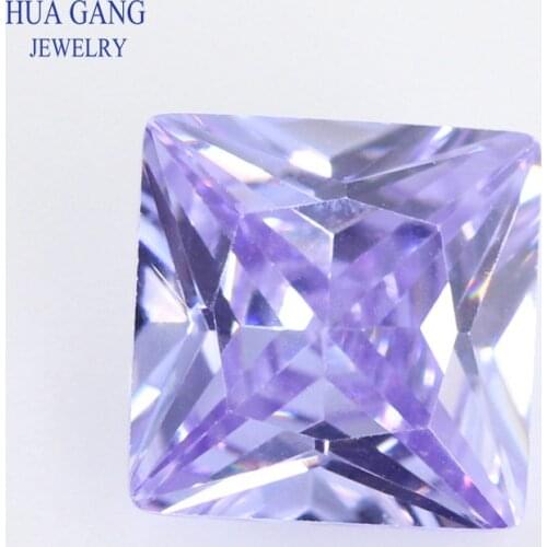 1.5x1.5~14x14mm 5A Lavender Square Shape Princess Cut CZ Stone Synthetic Gems Cubic Zirconia For Jewelry