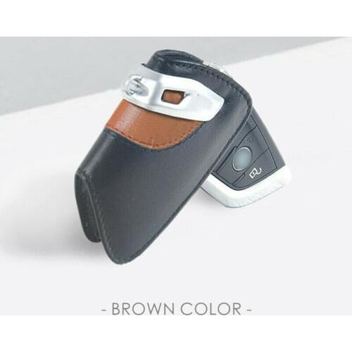 1Pcs Geniune Leather Brown Car Key Fob Bag Case Cover For BMW 2 5 6 7 Series X1 X3 X5 X6