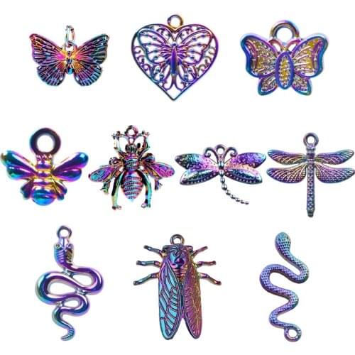 10pcs Insect Dragonfly Butterfly Charm For Jewelry Making Supplies DIY Pendant Charm Snake Handmade Craft Accessories Women Men