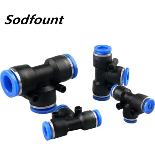 100pcs 50pcs Lot PE Pneumatic Fittings Fitting Plastic T Type 3-way For 4mm 6mm 8mm 10mm Tee Tube Quick Connector Slip Lock