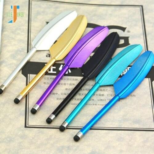 1000pcs/lot Colorful Portable Feather Capacitive Stylus Touch Pen for IPad IPhone Samsung Galaxy Tablet PC Wholesale