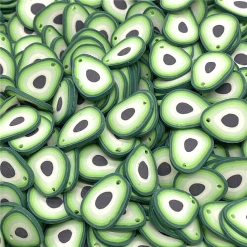 20Pcs/lot 20mm Avocado Beads Flakes Clay Beads Polymer Spacer Beads For Jewelry Making DIY Bracelet Hairpin #A89-20