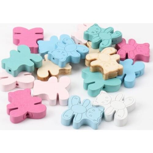 Natural Wooden beads 2018 new Bear Spacer Beads For Jewelry Making 24x25mm 20Pcs DIY KL132