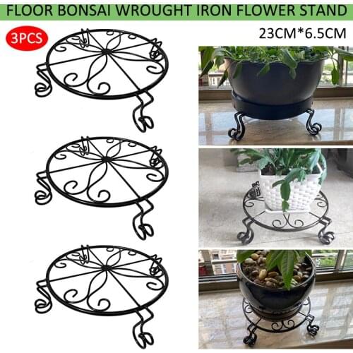 3pcs Iron Plant Flower Pot Stand Outdoor Balcony Planter Display Base Holder Decoration Home Garden Pots Supports Accessories