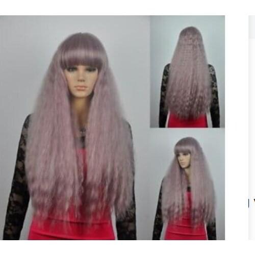 66shun Women Ladys Long Brown Color Curly Soft Cosplay Costume Hair Full Costume Wig Ladies Heat Resistant Synthetic hair Wigs