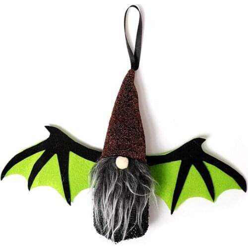 69HF Halloween Faceless Gnome with Bat Wing Plush Doll Hanging Ornaments Swedish Stuffed Elf Dwarf Tomte Toy Home Wall Holiday