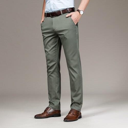 Suit Pants For Men Stretch Business Mens Suit Pants Classic Straight Wedding Dress stripe Pants male Trouser Office 28-42