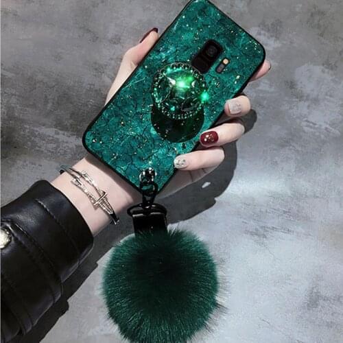 A20S A10S J4 J6 J8 J730 DIY Glitter Diamond Holder Stand Hair Ball Phone Cases For Samsung A10 A20 A30 A40 A50 A70 A80 A90 Cover