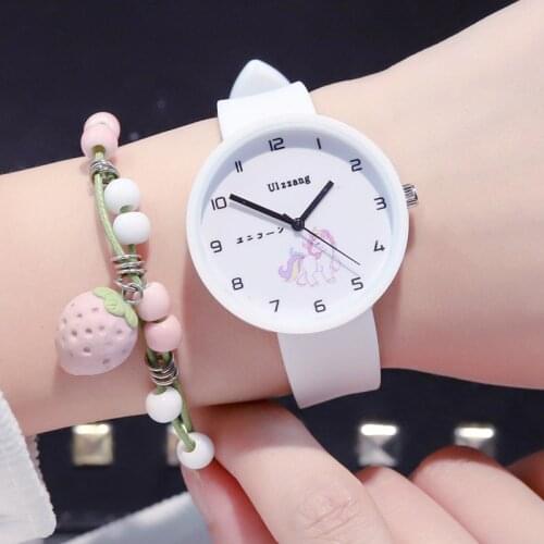 Ulzzang Brand Quartz Watch Children Cute Unicorn Wristwatch Harajuku Analog Jelly Students Clock Cartoon Boy And Girl Watches