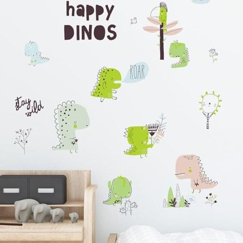 Cartoon Dinosaur Wall Stickers for Kids Room Living Room Bedroom Corridor Wall Decoration Self Adhesive Furniture Wallpaper