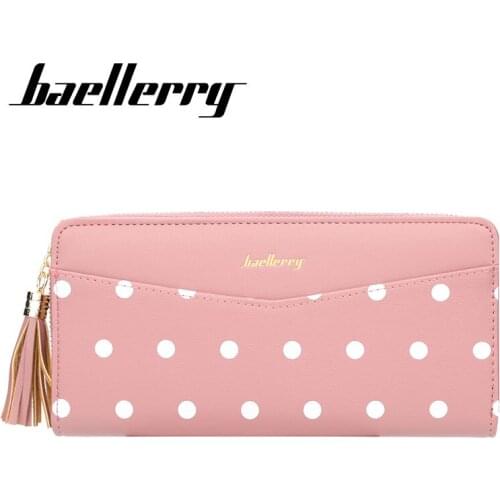 Baellerry Polka Dot Long Clutch Ladies Korean Version Cute Tassel Phone Women Zipper Card Wallet Soft Leather Purse for Female